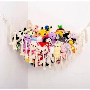 Macrame Toy Hammock Organizer Pet Net for Stuffed Animal Storage Display